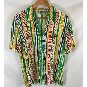 Globe Trotter Vintage Button Down Patterned Top Size Medium